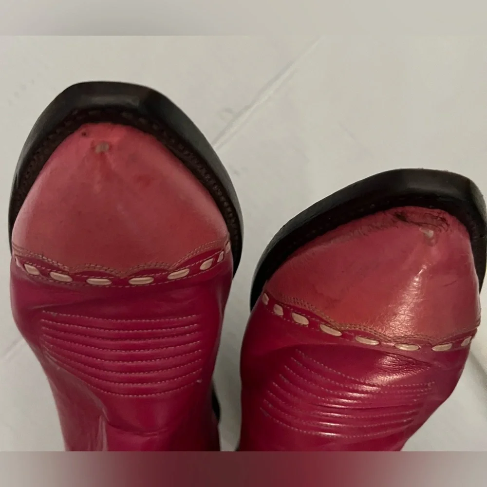 Lucchese Pink Embroidered Western CowgirlBoots - Picture 14 of 15